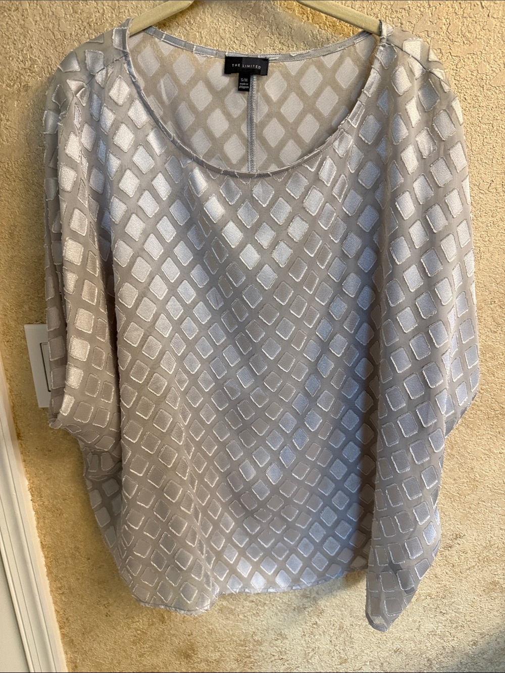 The Limited Silver Geometric Scoop-Neck Blouse